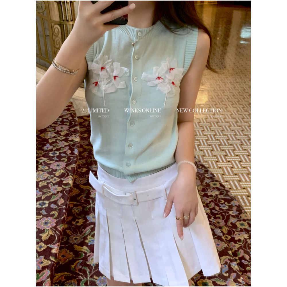 ASAYA5381 – Blooming Petal Knit Vest ✨🌸