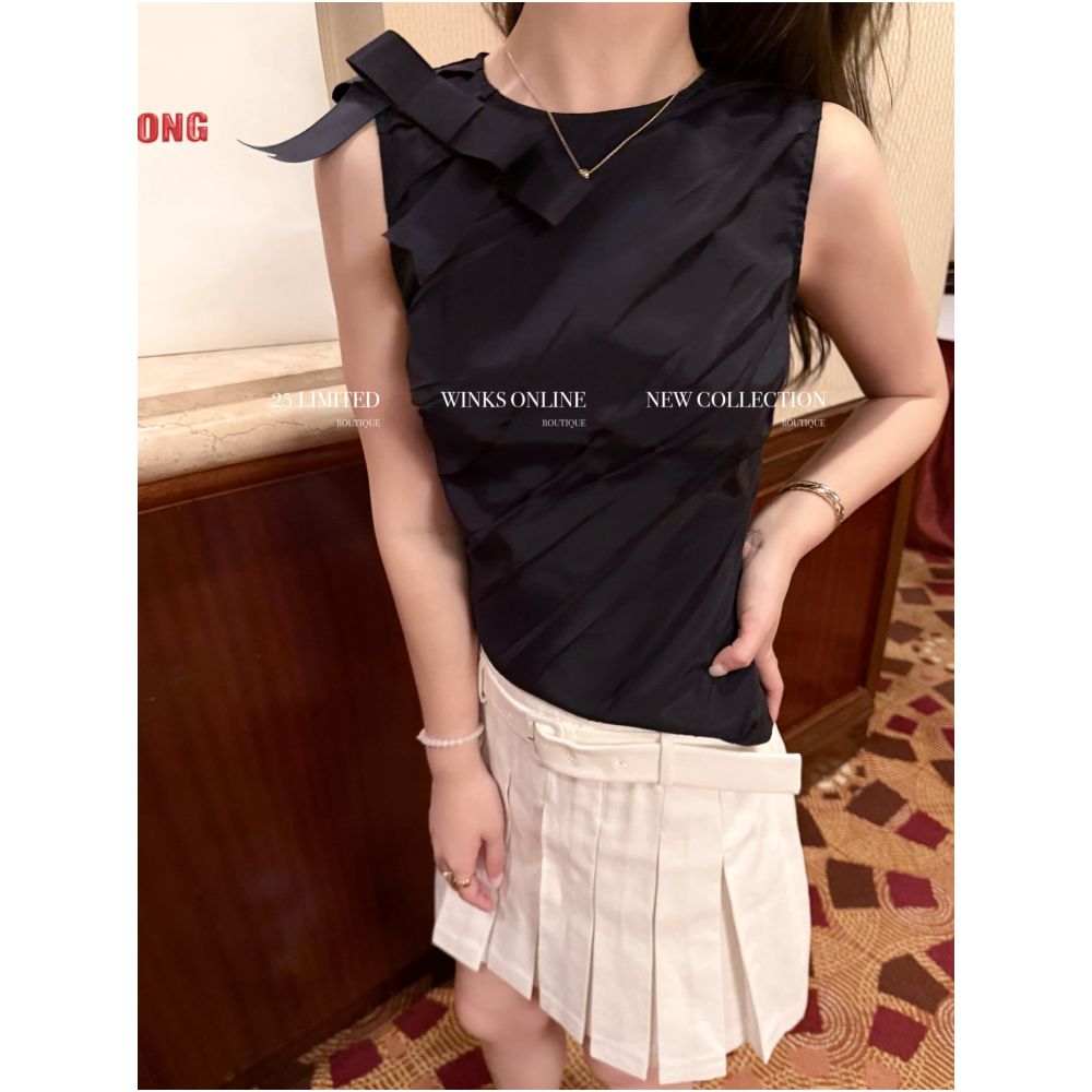 5 29 SST Different Market Goods Sun Na en Same Style French Gold Style Three Dimensional Bow Fold Tank Top image 2