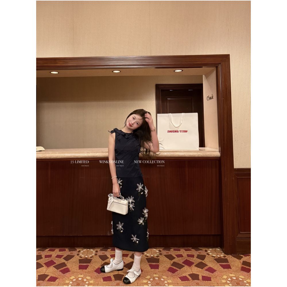 5 29 SST Different Market Goods Sun Na en Same Style French Gold Style Three Dimensional Bow Fold Tank Top image 3