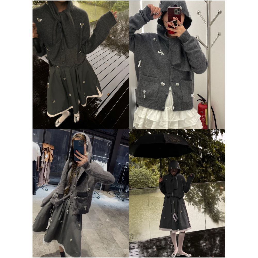 ICE Heavy Industry Edition Sheep Wool Ingredients Handmade Beaded Wool Cardigan Hanging Neck Hat Skirt image 1