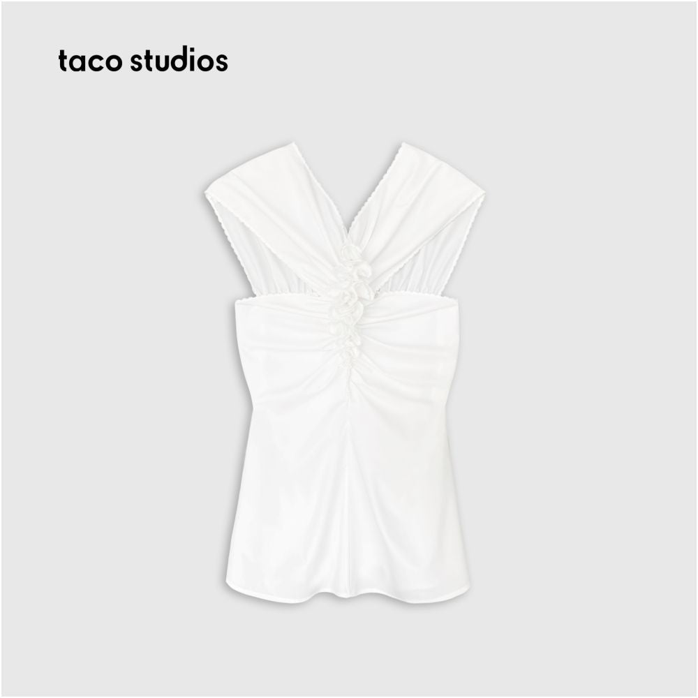 ASAYA5387 – Sculpted Rosette Draped Top 🌙✨