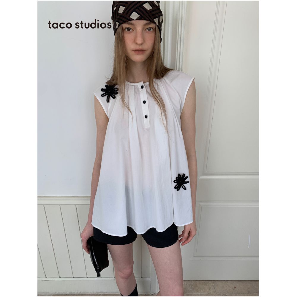 Taco studios gallery snapshot handmade flower sleeveless cotton shirt vacation style vest dress image 1