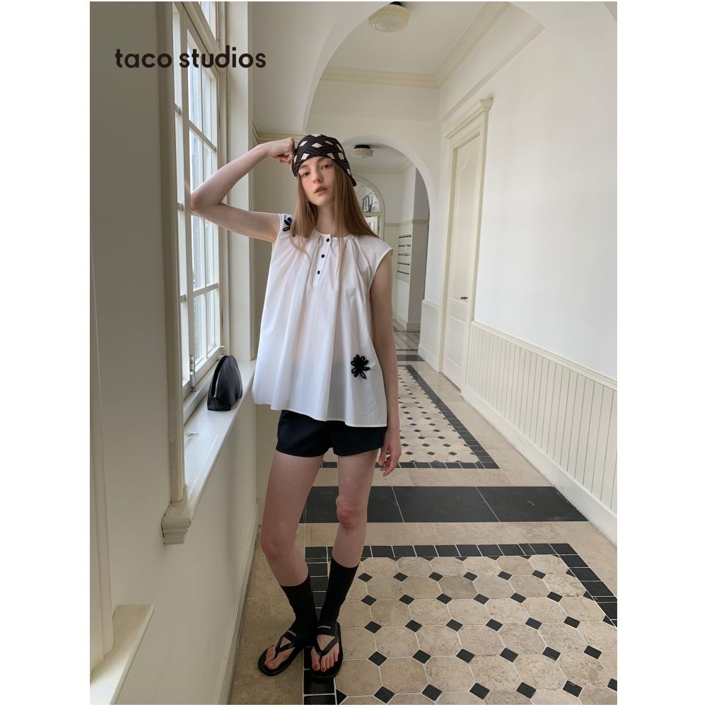 Taco studios gallery snapshot handmade flower sleeveless cotton shirt vacation style vest dress image 2