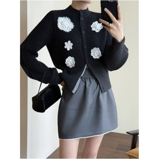 ASAYA5395 – Lace Bloom Wool Cardigan ✨🌼