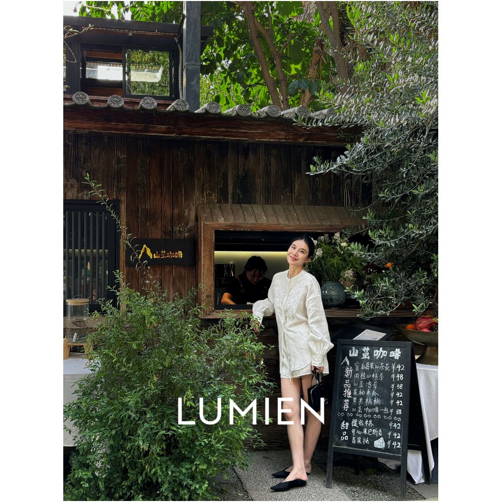 Li Xinger LUMIEN 100 linen three dimensional bead embroidered shirt top for women s autumn long sleeved round neck casual shirt image 3