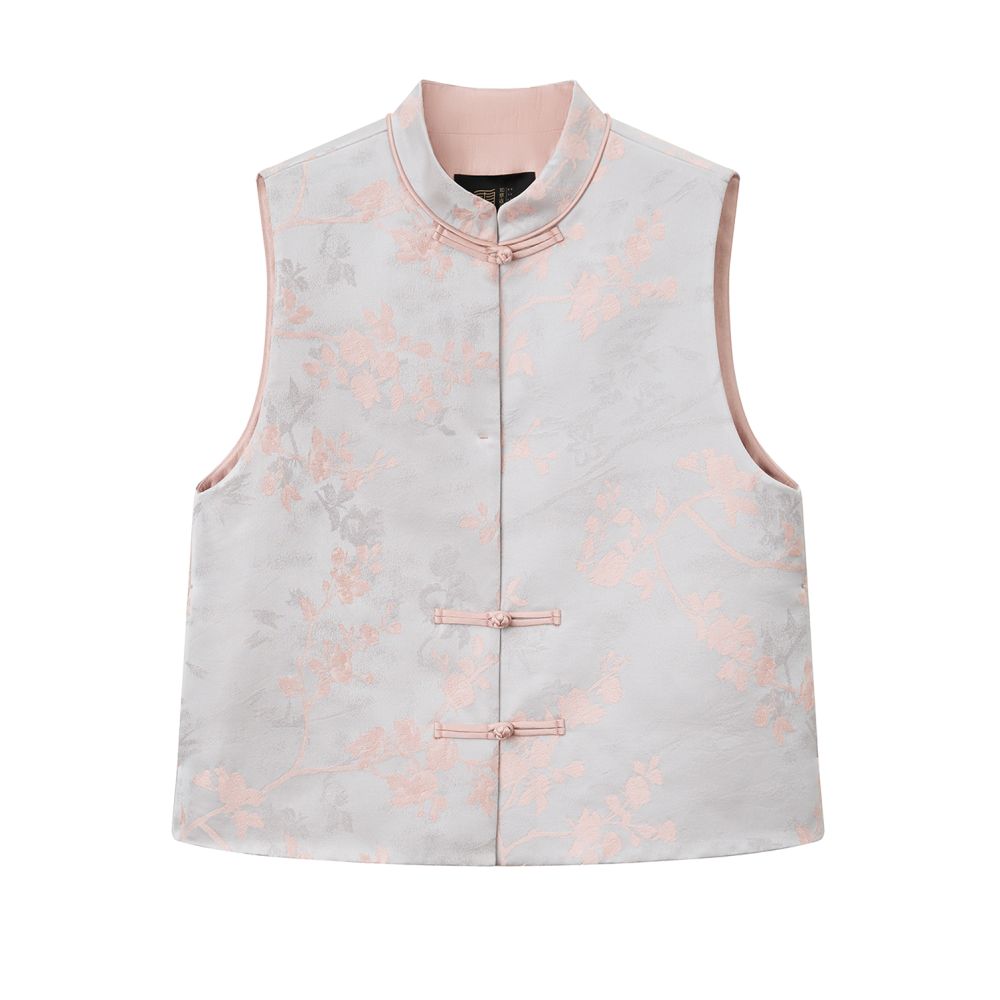 ASAYA5413 – Blossom Brocade Mandarin Vest 🌸✨