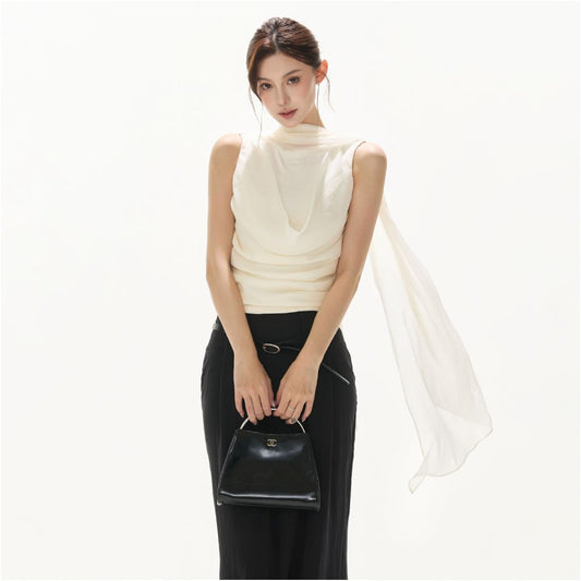 ASAYA5424 – Ethereal Drape Silk Top 🤍✨