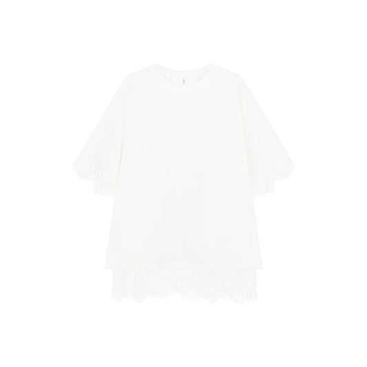 ASAYA5433 – Lace Layered Structure Tee ✨🖤🤍