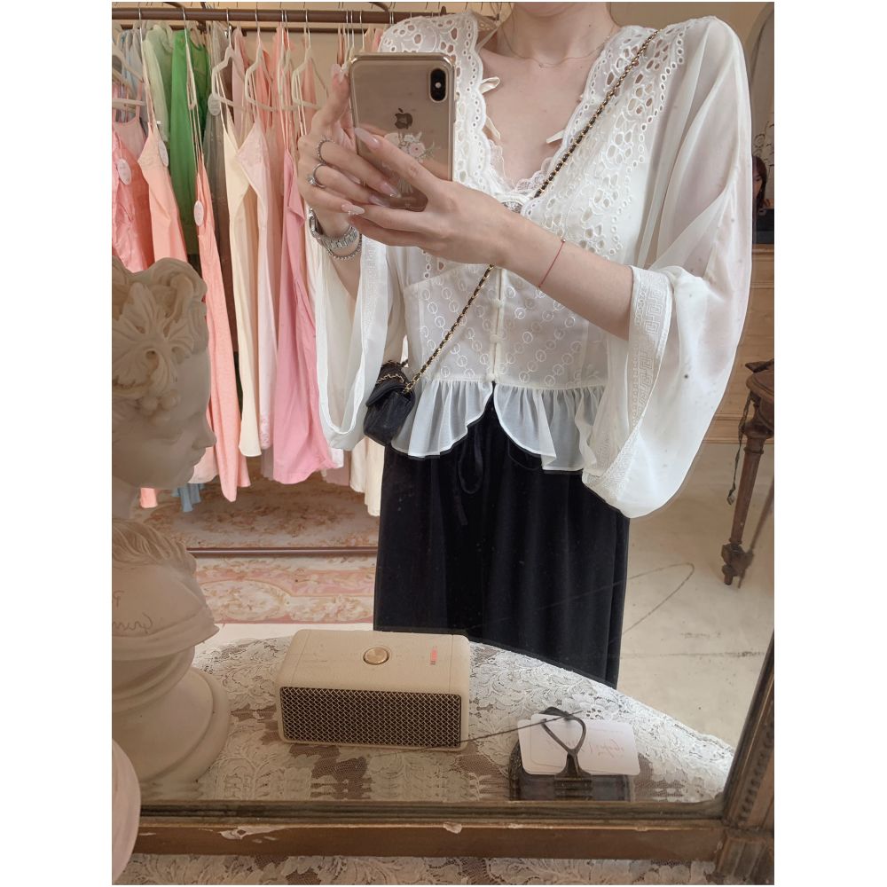 Mushroom Mushroom Lace Reverie Loves Lilies Embroidered shirt Lace bra Flower bud pants image 4