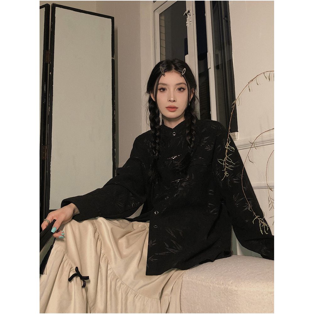 Noisy Home Corduroy New Chinese Style Shirt Women s Autumn Style Loose Tang Style Chinese Style High End Top Coat X image 1