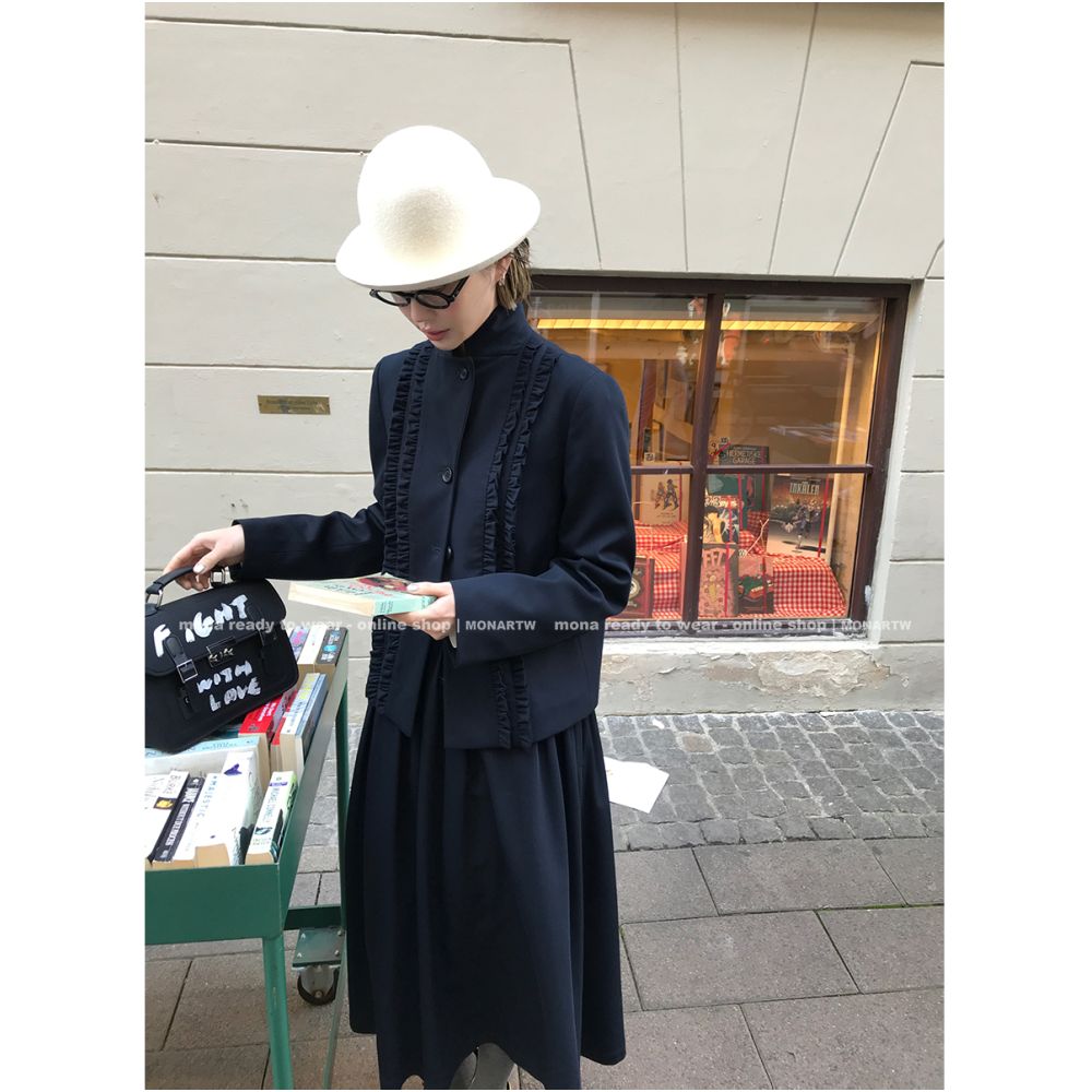 MONA classic fashion temperament high end sense suit jacket black fungus dress petite 2025 new style image 0