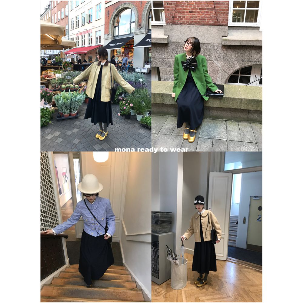 MONA classic fashion temperament high end sense suit jacket black fungus dress petite 2025 new style image 2