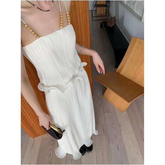 ASAYA5444 – Ivory Ripple Pleats Set 🤍✨