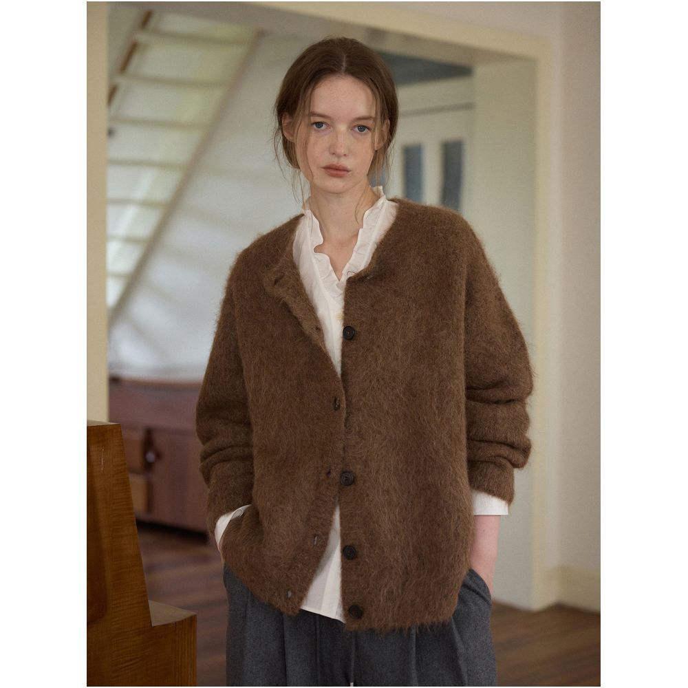 Nice people2025AW high end mulberry silk cotton French lace collar Tucker bubble sleeve shirt image 2