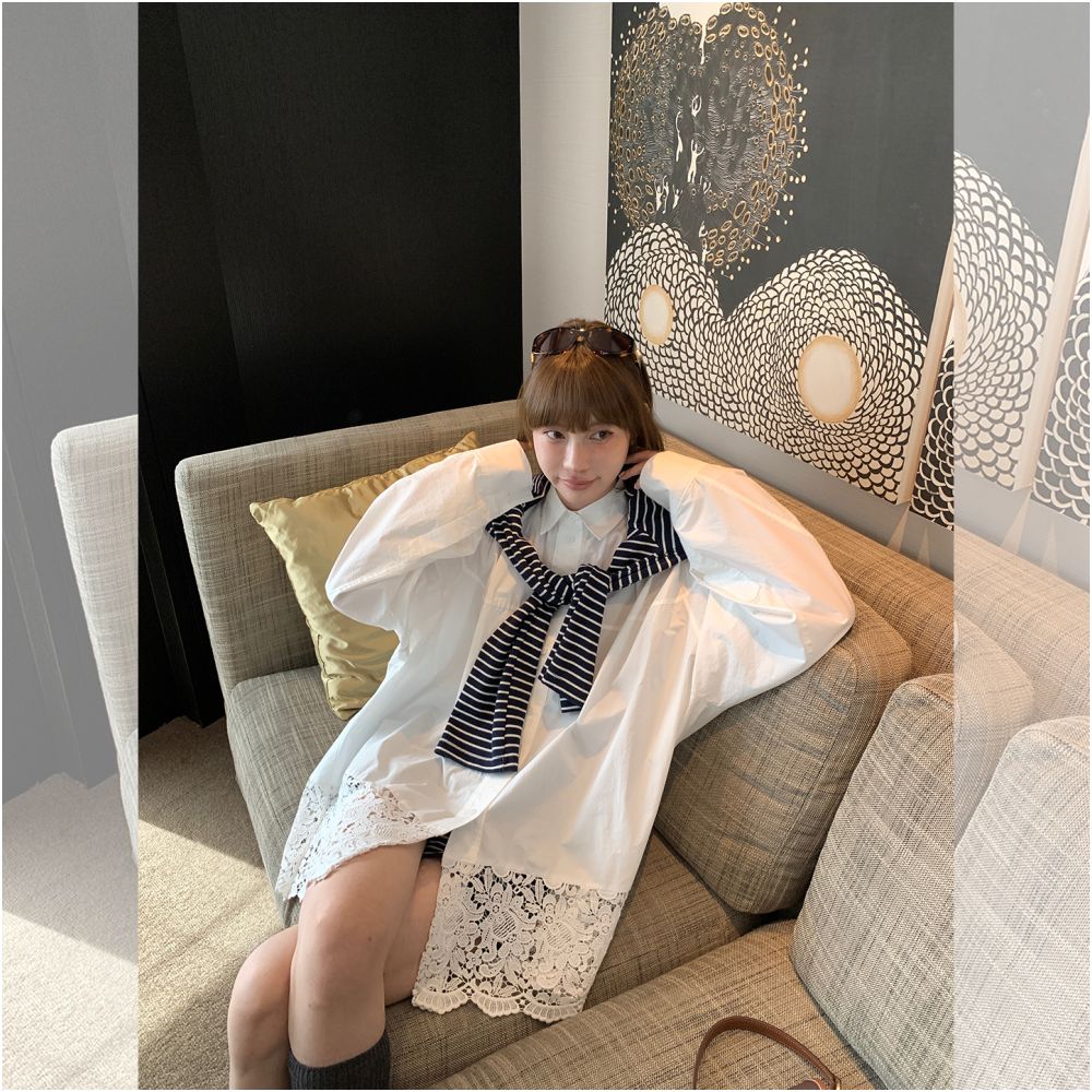 ASAYA5457 – Structured Lace Shirt ✨🤍