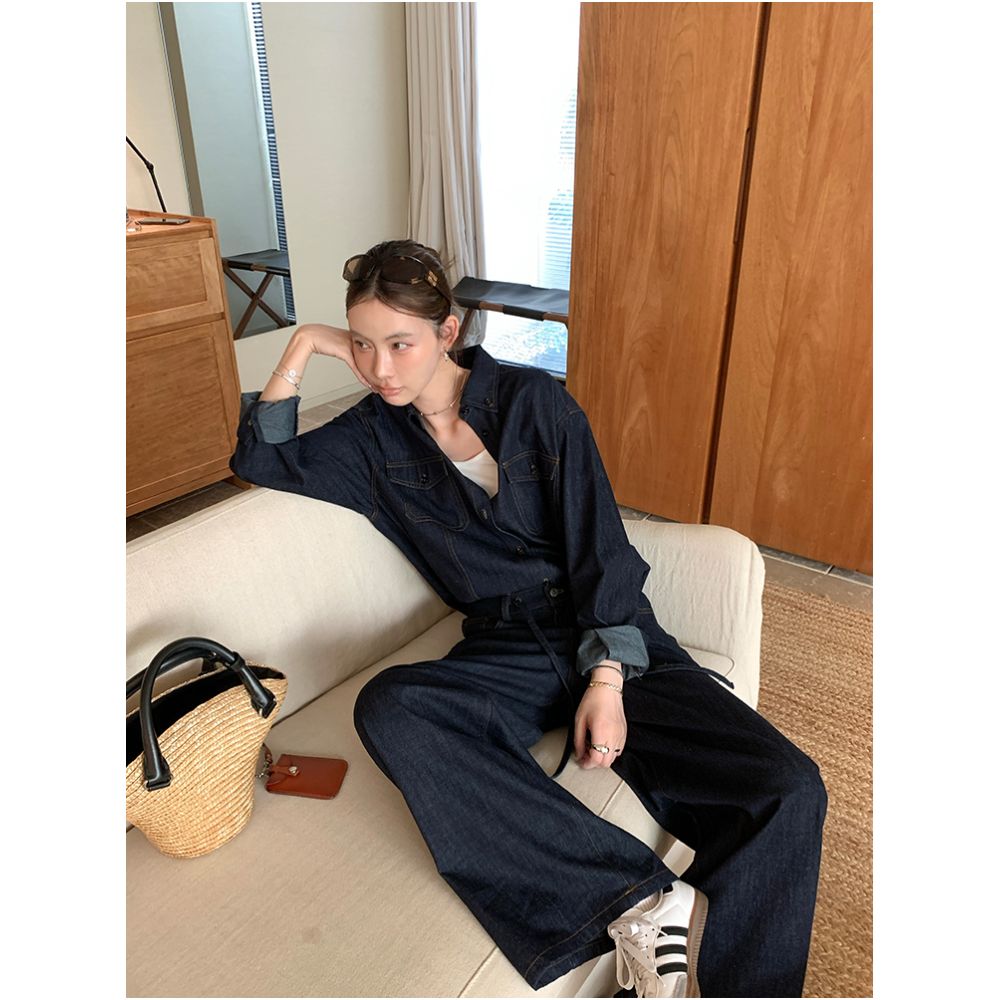 13C California Vibe Xinjiang Cotton Hemp Lazy Original Color Cowboy Shirt Straight Loose Pants Set image 0