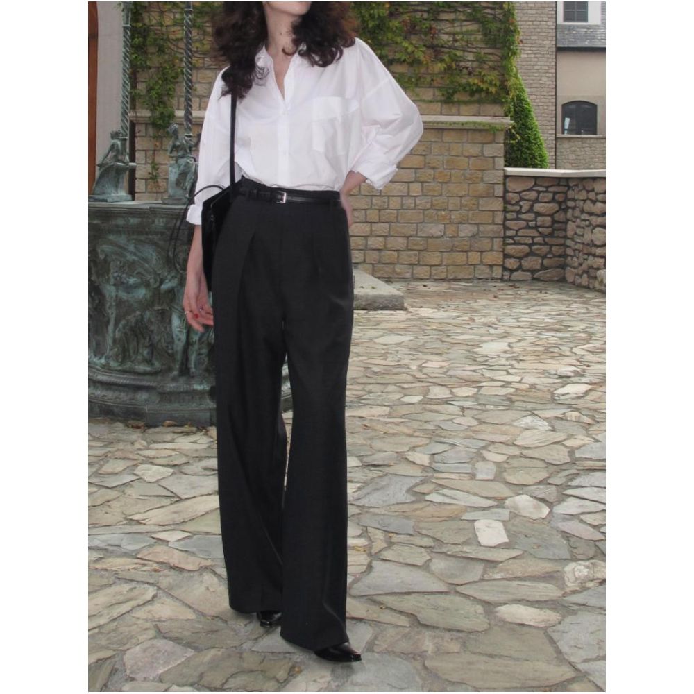 Homemade Hong Kong style retro autumn minimalist shirt for drinking and lunch loose and slimming layered shirt feminine temperament high end sense top image 2