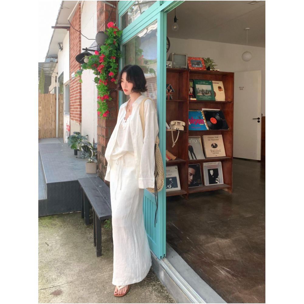 Homemade Lin Gap French Retro Summer 100 Linen Sunscreen Shirt for Wine and Lunch Premium Thin Top for Women image 3