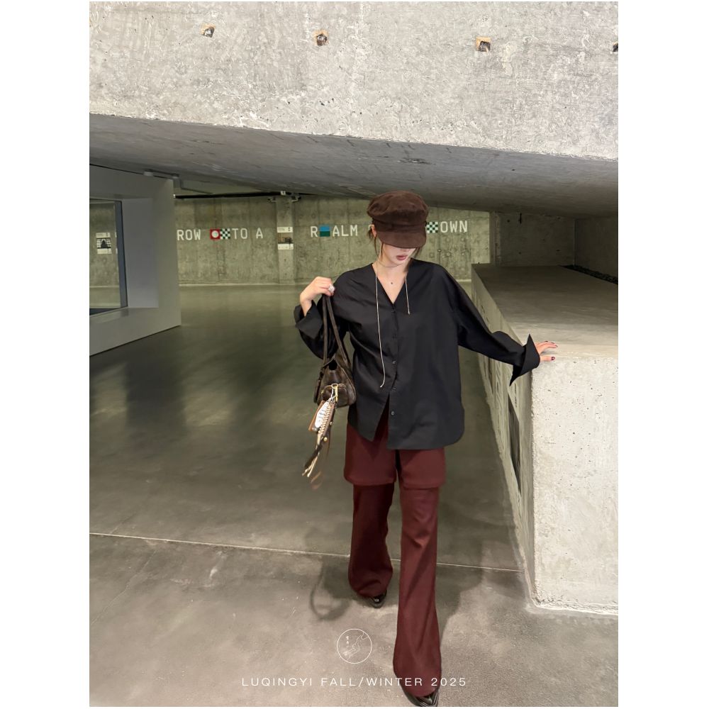 Lu Qingyi Original Cotton Cotton Cotton High Count Cotton Shirt for Women in Autumn Simple and Lazy Style White Loose Casual Top image 1