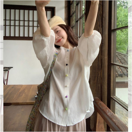 ASAYA5466 – Cloud Tea Linen Shirt