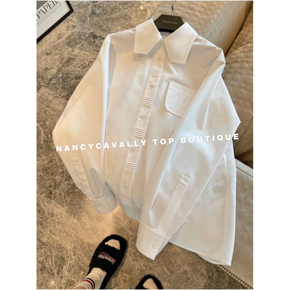 Nancy Cavally imported high density strong twist fabric from Italy carefully designed with a versatile and minimalist white shirt image 0