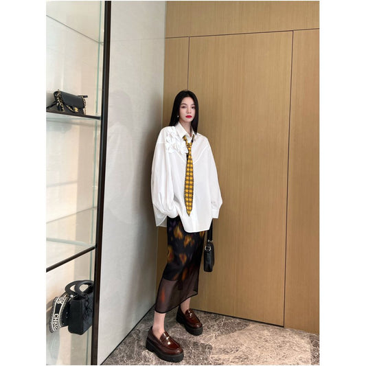 ASAYA5469 – Floral Statement Cotton Shirt 🌼🤍