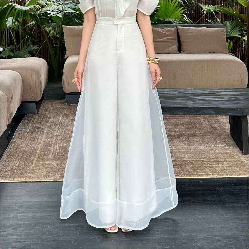 ASAYA5472 – Ethereal Flow Sheer Wide Pants 🤍🖤