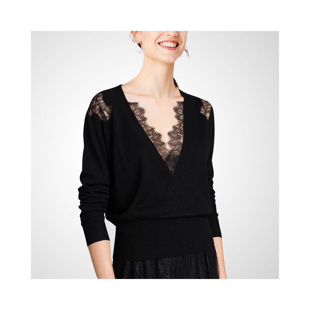 ASAYA5474 – Midnight Lace Wrap Knit 🖤✨