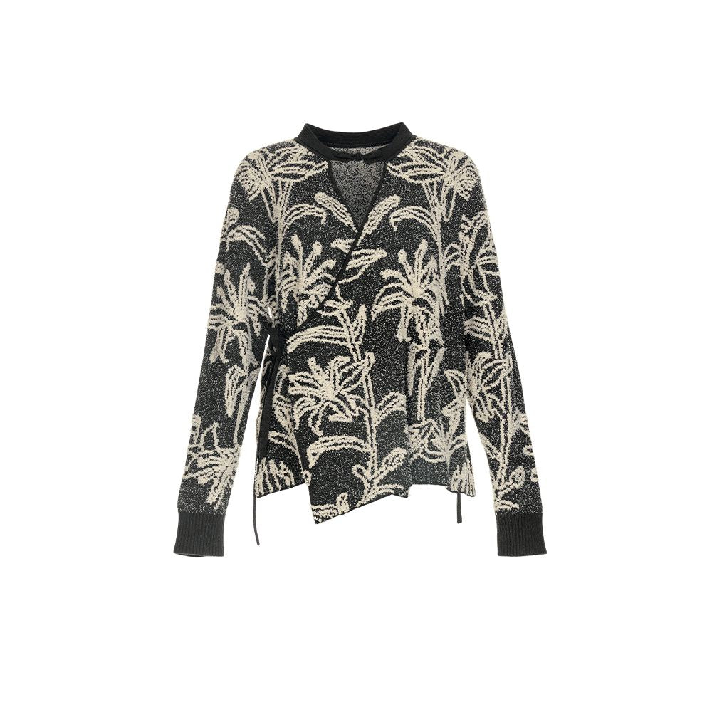 ASAYA5484 – Floral Jacquard Knit Top 🌿🖤