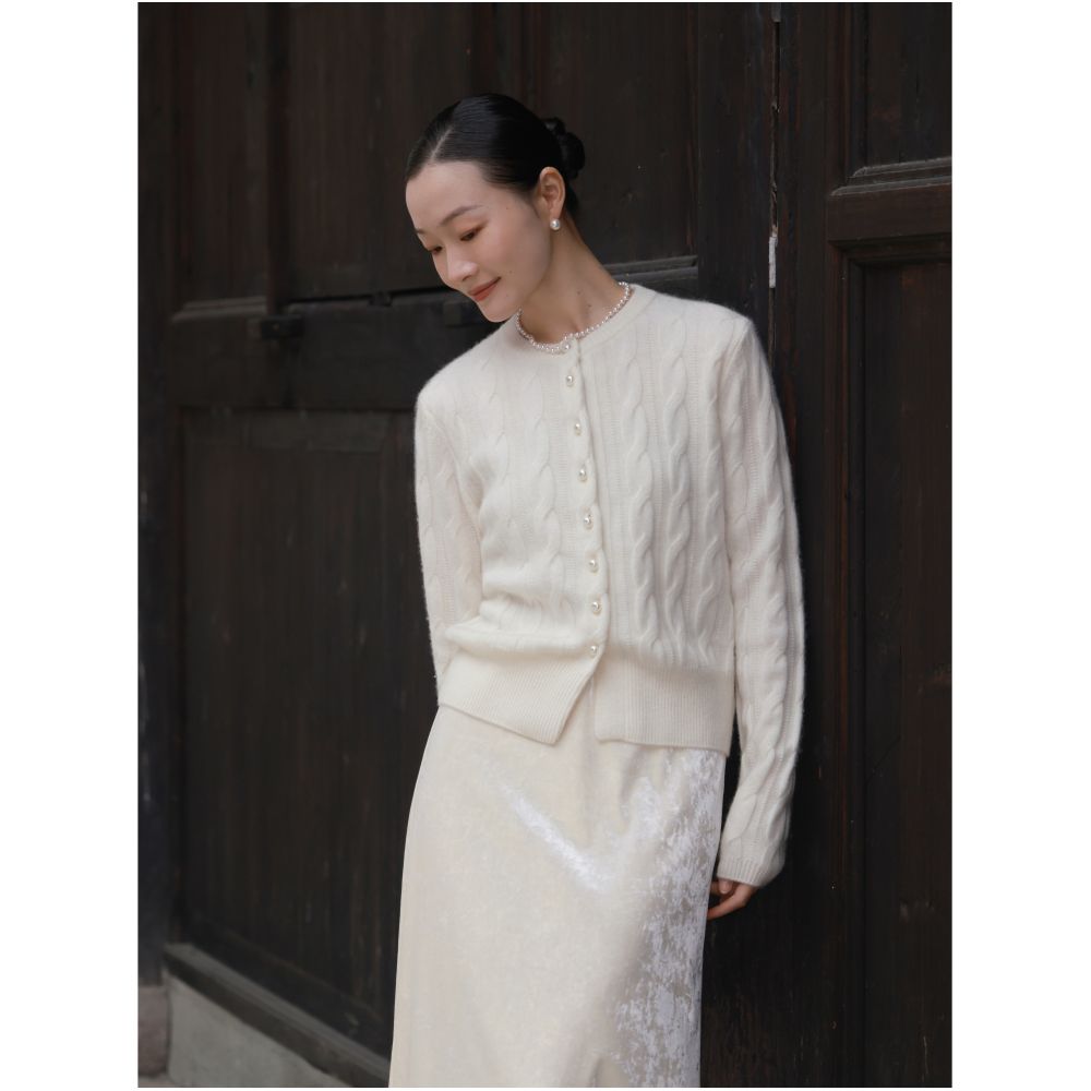 ASAYA5490 – Pearl Cable Knit Cardigan 🤍❤️