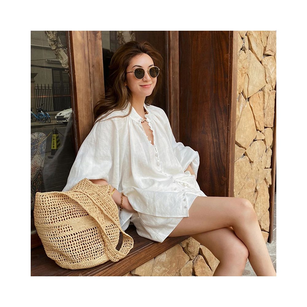 French style white long sleeved shirt for women in summer 2025 super beautiful unique and beautiful casual sun protection top image 1