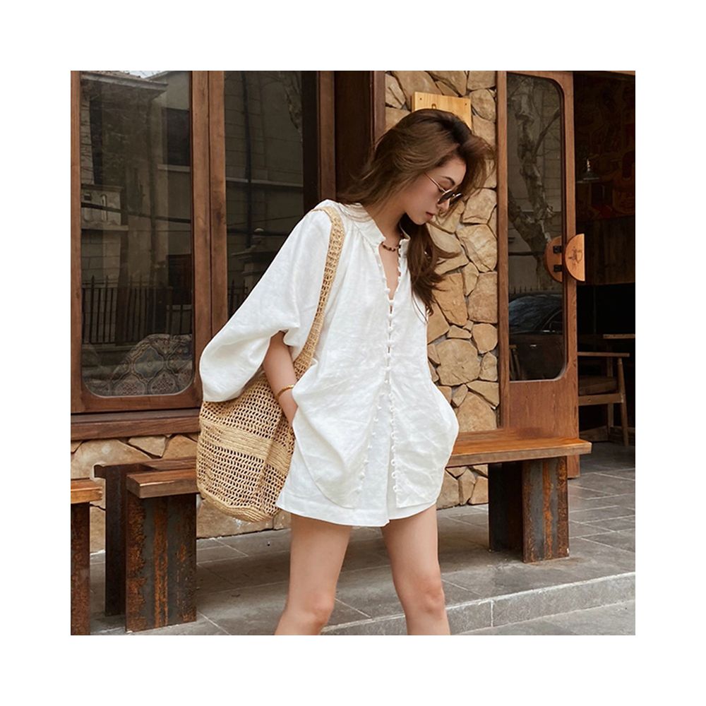 French style white long sleeved shirt for women in summer 2025 super beautiful unique and beautiful casual sun protection top image 3