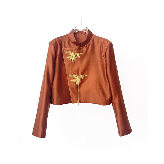 ASAYA5501 – Golden Crane Cropped Jacket ✨🖤