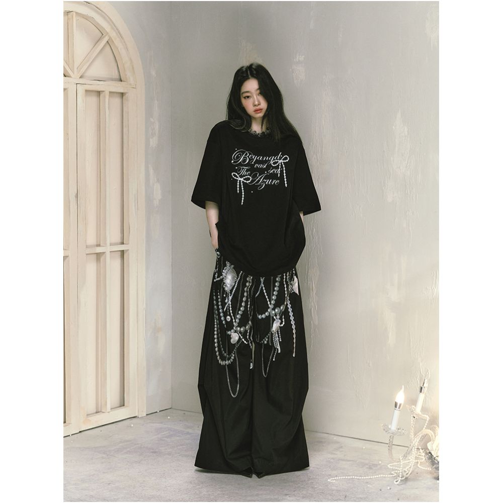 SALTHe Salt Tea Lost Island Original Design Loose Printed Wide Leg Pants Atmosphere Casual Pants for Women image 2