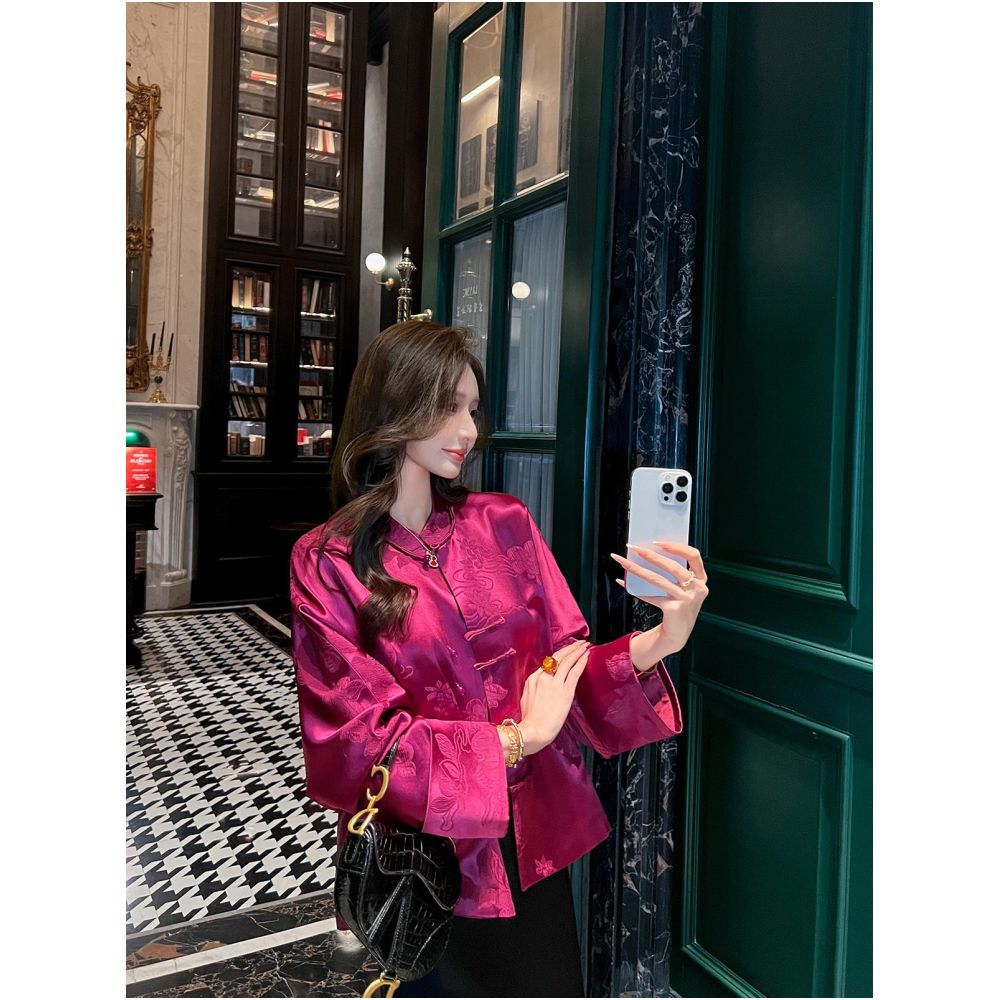 New Chinese style vinegar short jacket for women in spring and autumn 2025 new temperament jacquard button top image 0