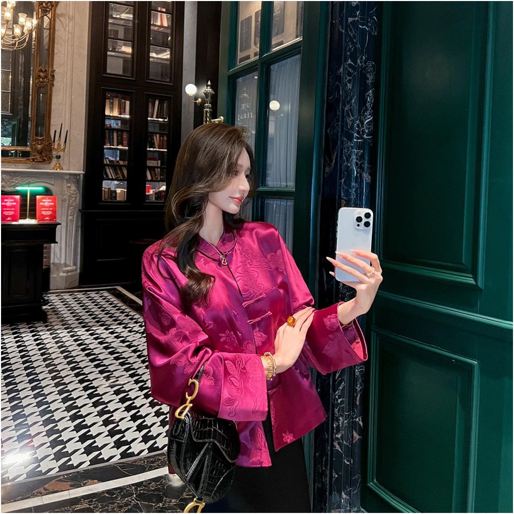 ASAYA5512 – Oriental Bloom Jacquard Top 🌺🧧