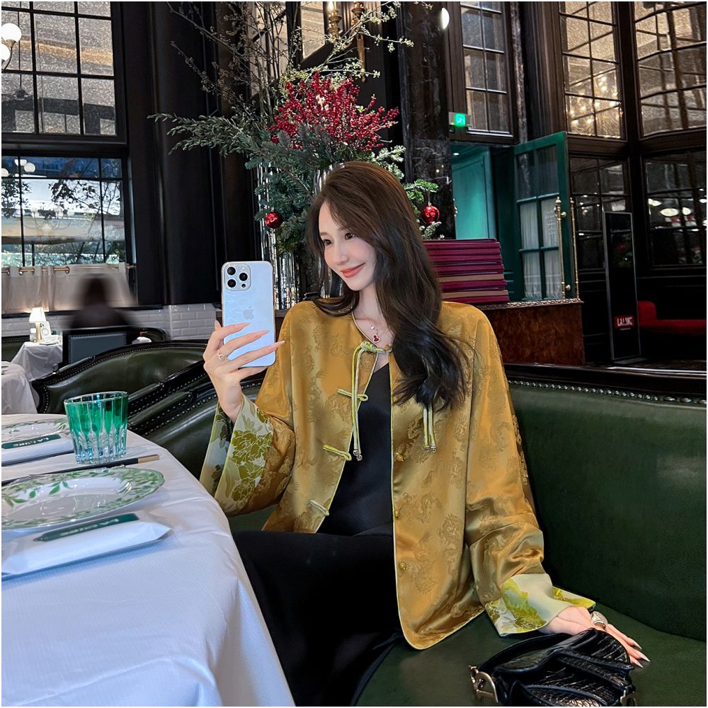 ASAYA5513 – Golden Heritage Jacquard Jacket ✨🍃