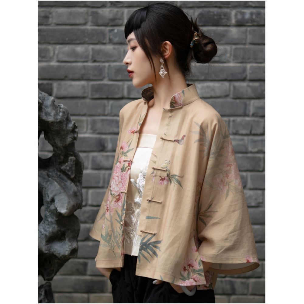 Autumn Moon Dew One City Wind Plush Silk Heavy Industry Embroidery Retro Chinese Han Elements National Style Interior Strap Top image 2