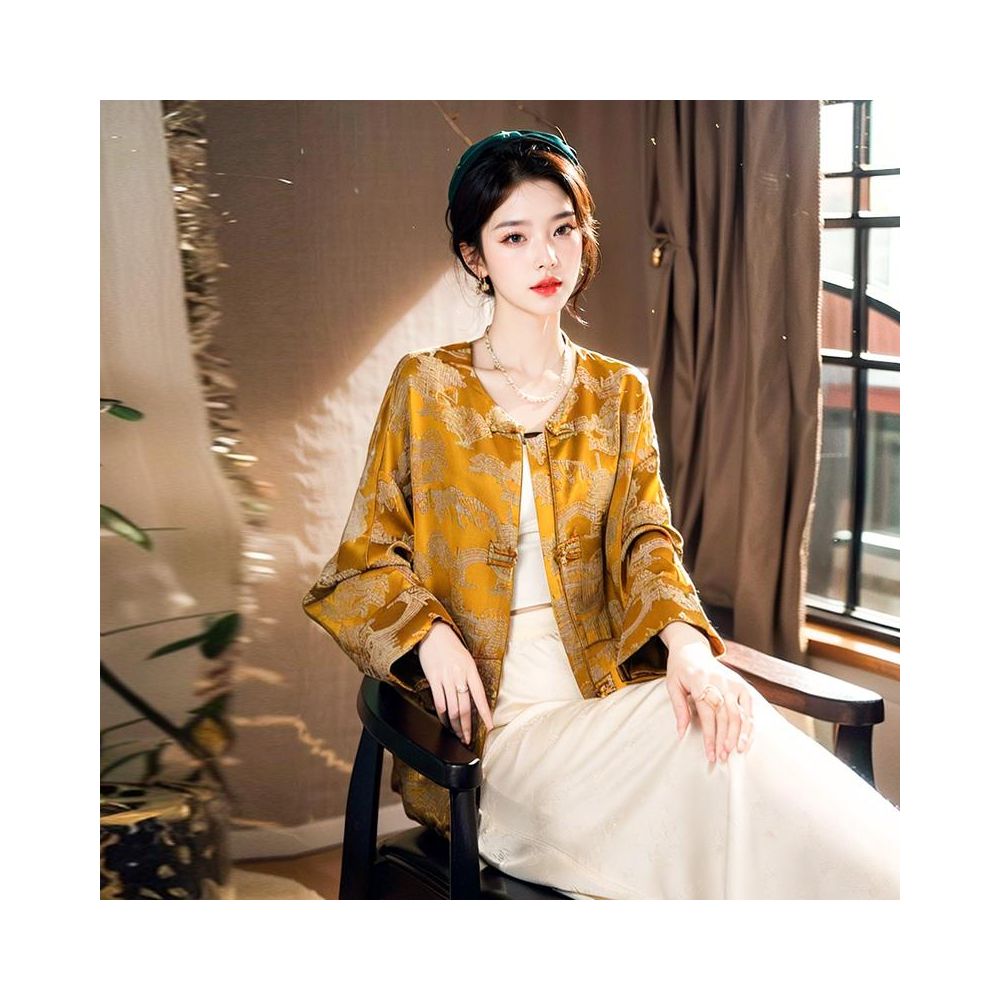 ASAYA5521 – Golden Heritage Jacquard Jacket ✨🍂