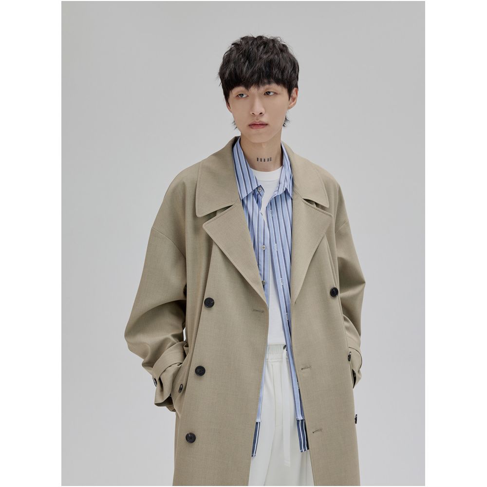 NANS Xinjiang long staple cotton splicing irregular two color striped fake two piece design silhouette long sleeved shirt image 1