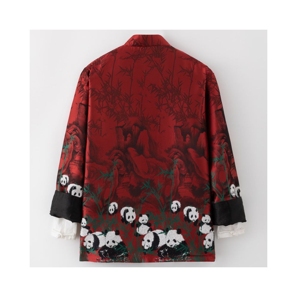 Spring Chinese style Tang suit jacket for men Chinese style improved long sleeved jacket original buckle panda jacquard jacket for men image 4