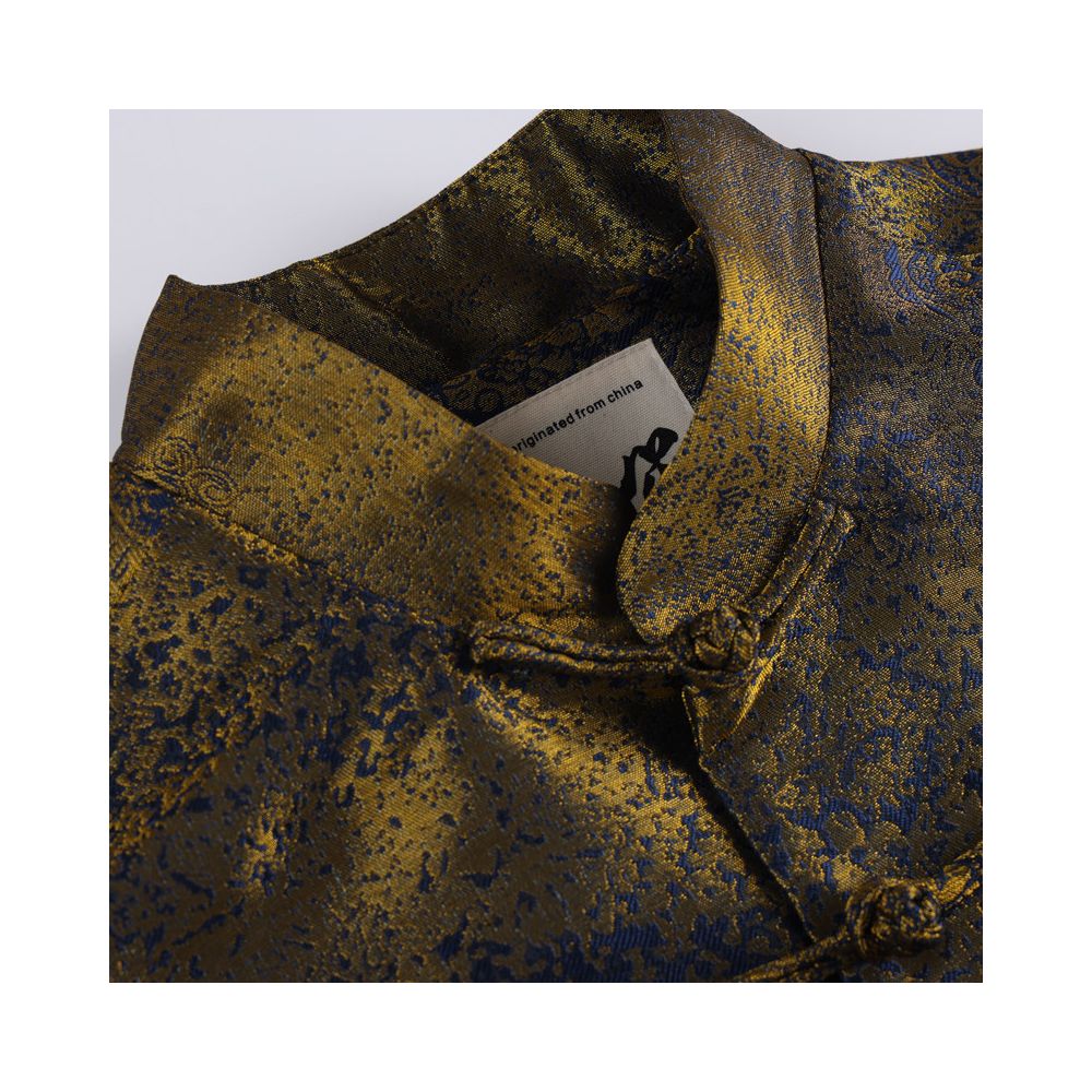 Tang style men s spring and autumn Chinese style retro modified disco collar top gilded jacquard China Chic coat image 2