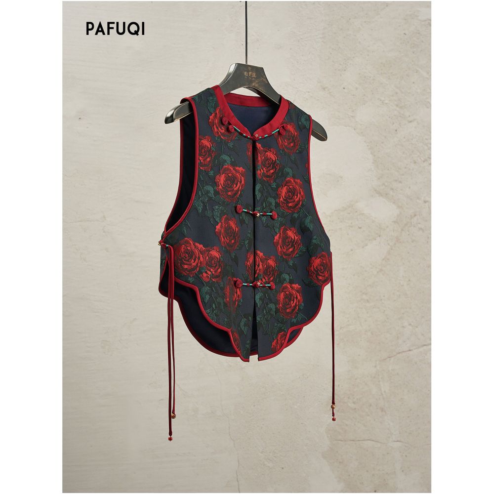 ASAYA5527 – Midnight Rose Oriental Vest 🌹🖤