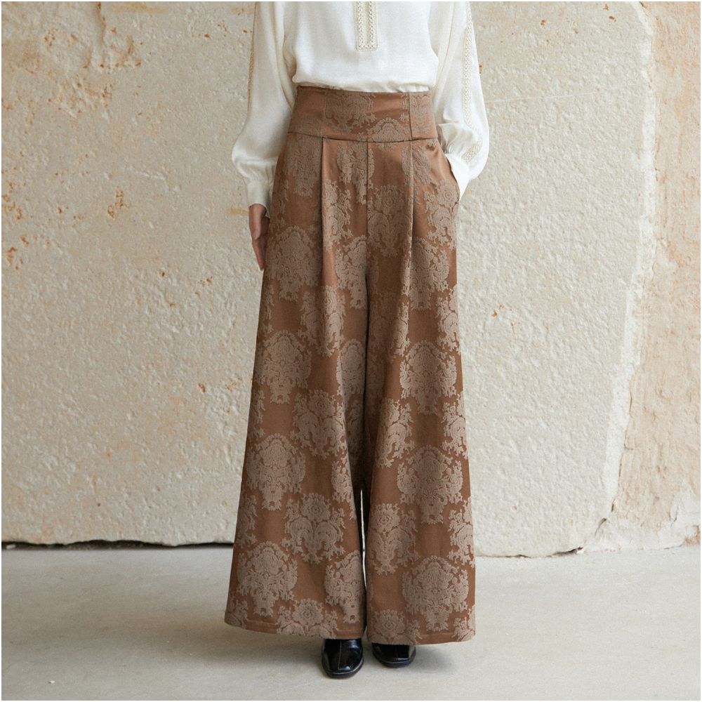 ASAYA5535 – Vintage Jacquard Wide Pants 🤎🌾