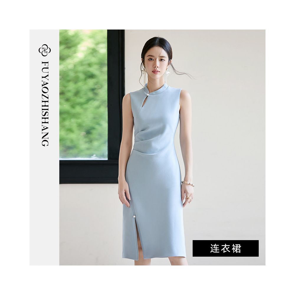 ASAYA5541 – Mist Blue Modern Qipao Set 💎❄️
