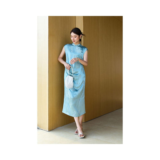 ASAYA5547 – Jade Poise Jacquard Cheongsam Dress 🍃✨