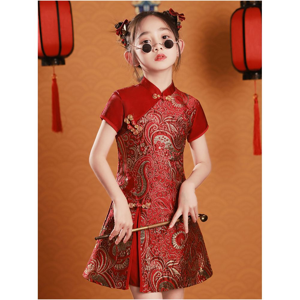Girls Cheongsam China Chic 2025 New Autumn and Winter New Year s Dress Children s Dress Chinese Style Tang Costume Performance Dress image 1