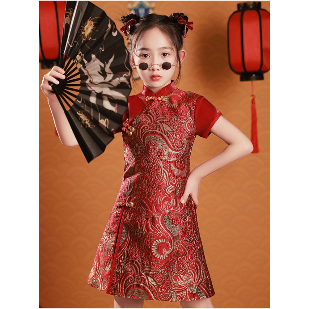 Girls Cheongsam China Chic 2025 New Autumn and Winter New Year s Dress Children s Dress Chinese Style Tang Costume Performance Dress image 2