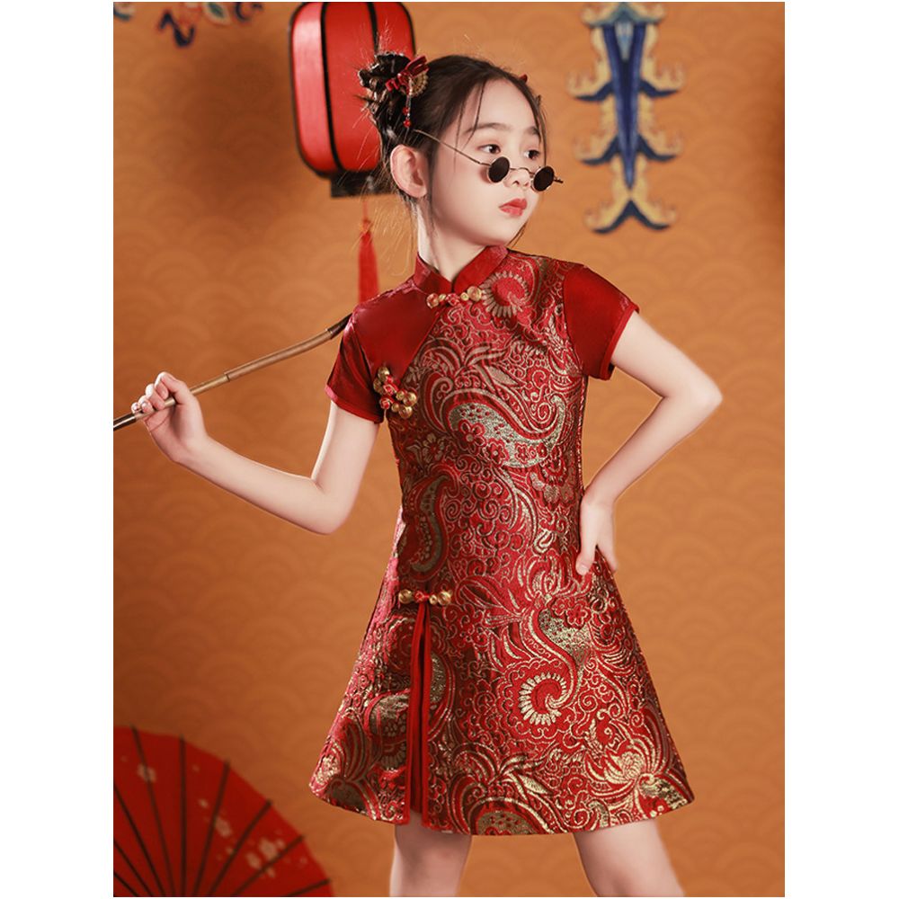 Girls Cheongsam China Chic 2025 New Autumn and Winter New Year s Dress Children s Dress Chinese Style Tang Costume Performance Dress image 3
