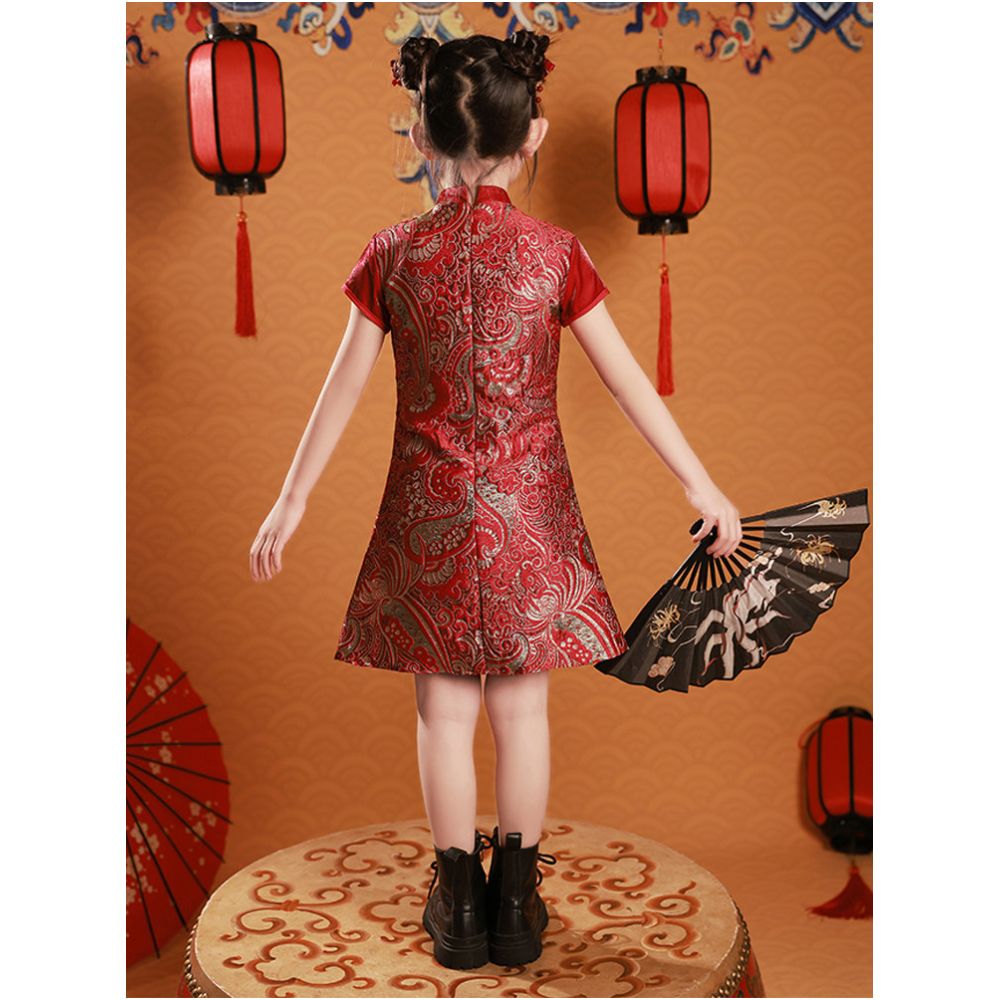 Girls Cheongsam China Chic 2025 New Autumn and Winter New Year s Dress Children s Dress Chinese Style Tang Costume Performance Dress image 4